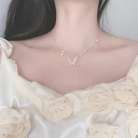 forest natural design feeling of zircon butterfly pearl necklace fashion small fresh temperament collarbone chain women jewelry