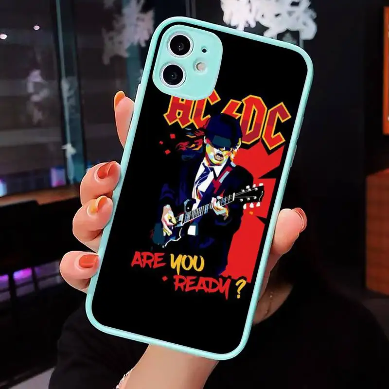 

Australian Rock Band AC DC Phone Cases Matte transparent For blue iPhone 12 Mini 11 Pro XR XS Max 7 8 Plus X Back Cover