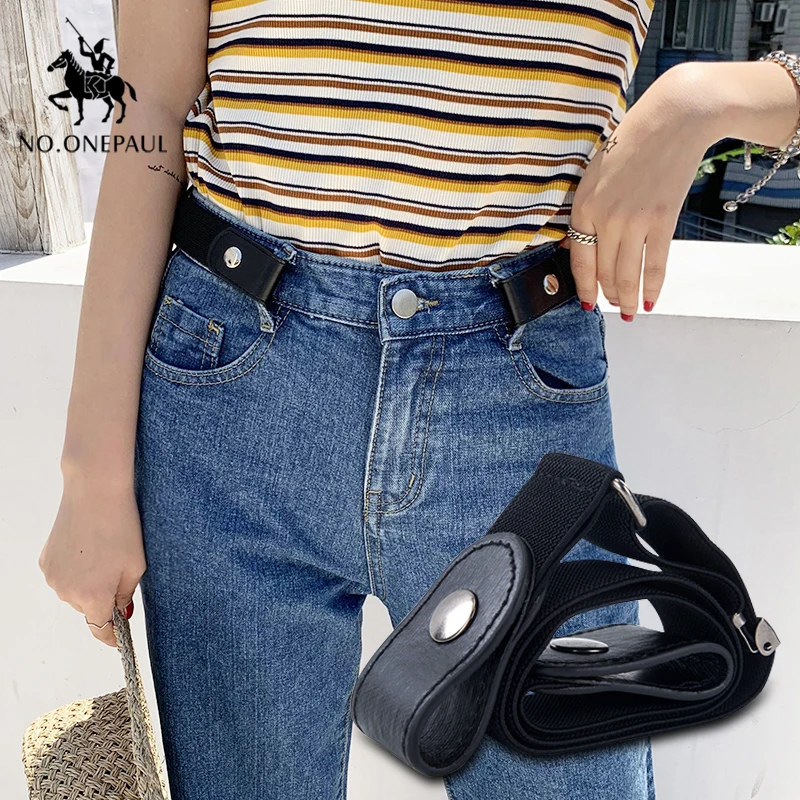 

NO.ONEPAUL Women's new buckle-free punk style fashion jeans belt Slim waist simple wild dress youth trend belts