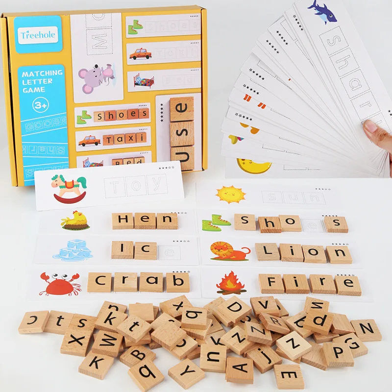 Набор деревянных обучающих карт с буквами алфавита игрушка для