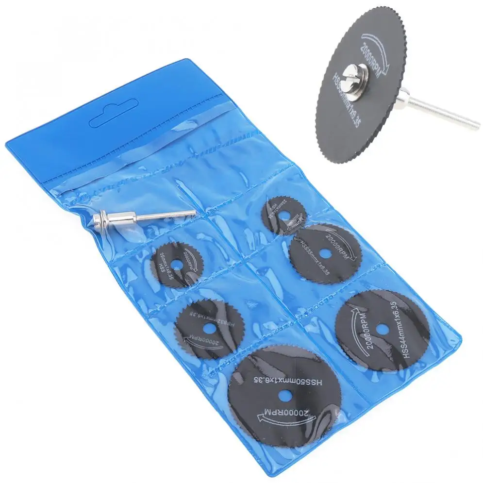 

7pcs/set Circular Saw Blade Cutting Discs Rotary Metal Cutter Power Tool Kit with Connecting Shank Drill Mandrel Home DIY