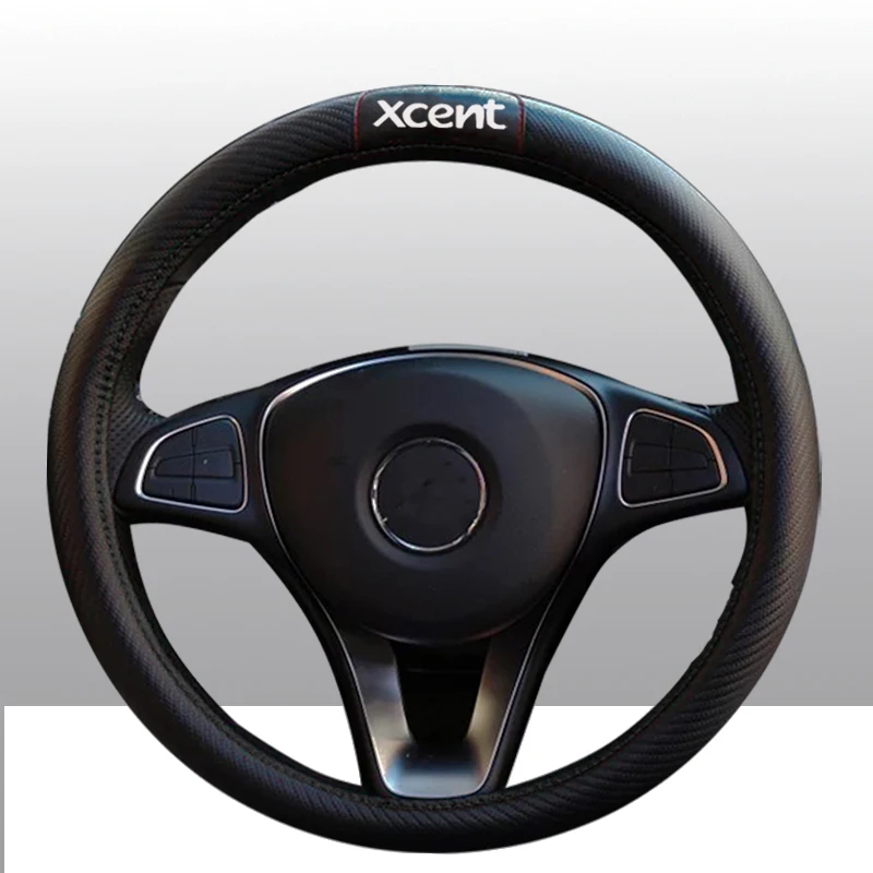 

For Hyundai Xcent 38cm Carbon Fiber Leather Car Steering Wheel Cover Car Steering-wheel Car Auto Accessories