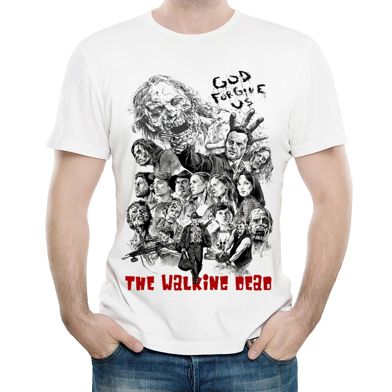 Футболка Ходячие мертвецы модная мужская футболка белого цвета с коротким