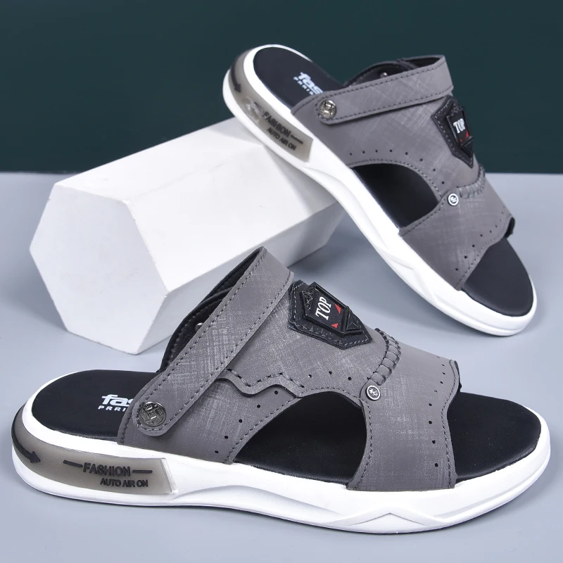 

Сандалии мужские для пляжа, модные повседневные Элегантные дышащие шлепанцы с открытым носком, для прогулок, летние