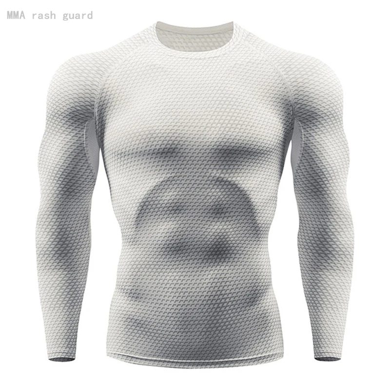 

Gym Joggers Men's Running T-shirt Fitness Clothing Quick-drying Compression Shirt Rashgarda MMA Long Sleeves Top High Quality