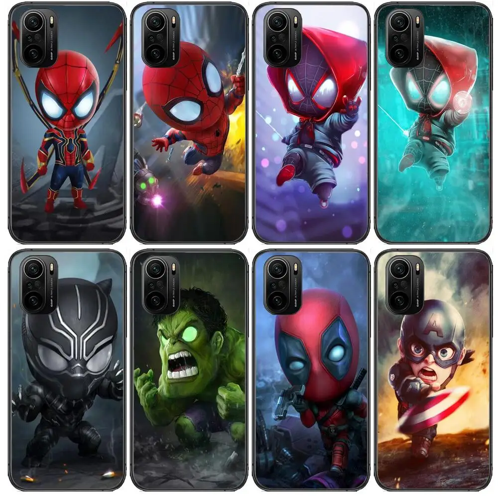 Фото 3D Мини чехол для телефона Marvel для xiaomi redmi POCO F1 F2 F3 X3 Pro M3 9C 10T Lite NFC черный чехол силиконовая задняя крышка Prett mi 10 ultra c №1