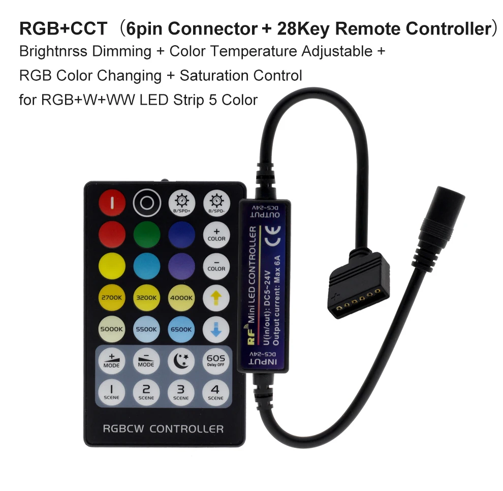 New Arrival LED Strip RF Remote Controller for Single Color / Double White / RGB / RGBW / RGB+CCT LED Strip Control