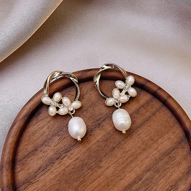 Заявление пресноводные жемчужные серьги 14k позолота в форме цветка шикарные