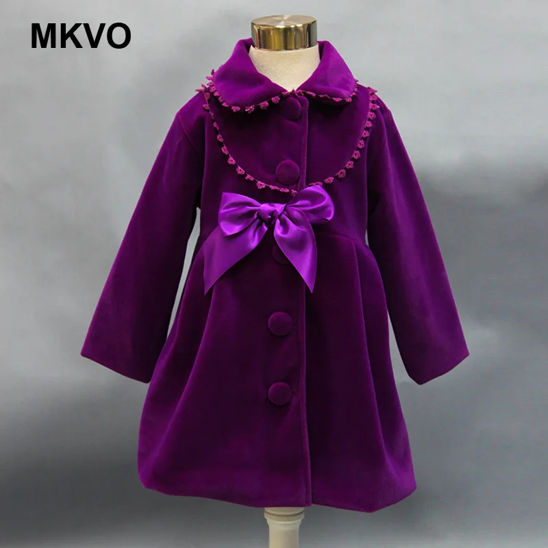 Осенне-зимняя детская одежда шерстяная длинная куртка принцессы теплое красное