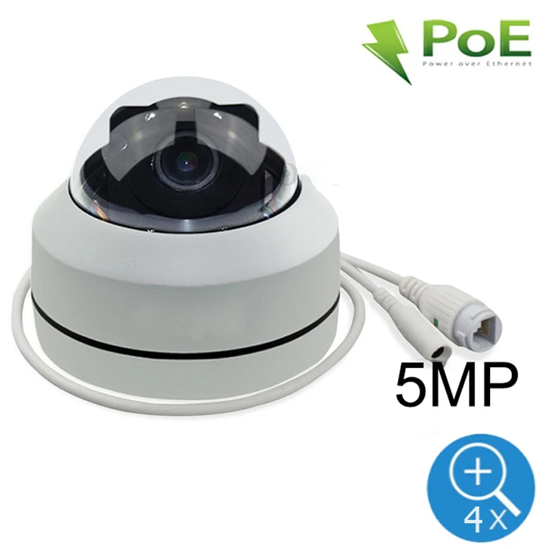 5MP PTZ купольная POE ip-камера наружная Водонепроницаемая домашняя ip-камера безопасности POE ONVIF 1080P 4X Zoom P2P IR ночного видения H.265
