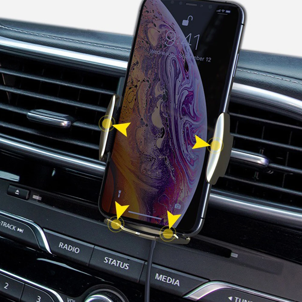 floveme automatic sensor car phone holder wireless charger for iphone 12 car holder mobile stand mount for samsung s8 s9 charger free global shipping