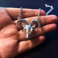 baphomet inverted pentagram goat head pendant necklace baphomet laveyan lavey satanism occult metal pendant