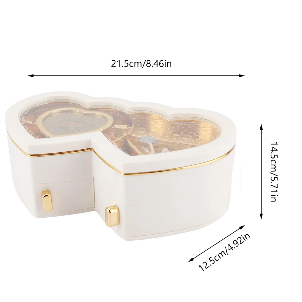 Музыкальная шкатулка с двойным сердцем балерины чехол для хранения ювелирных