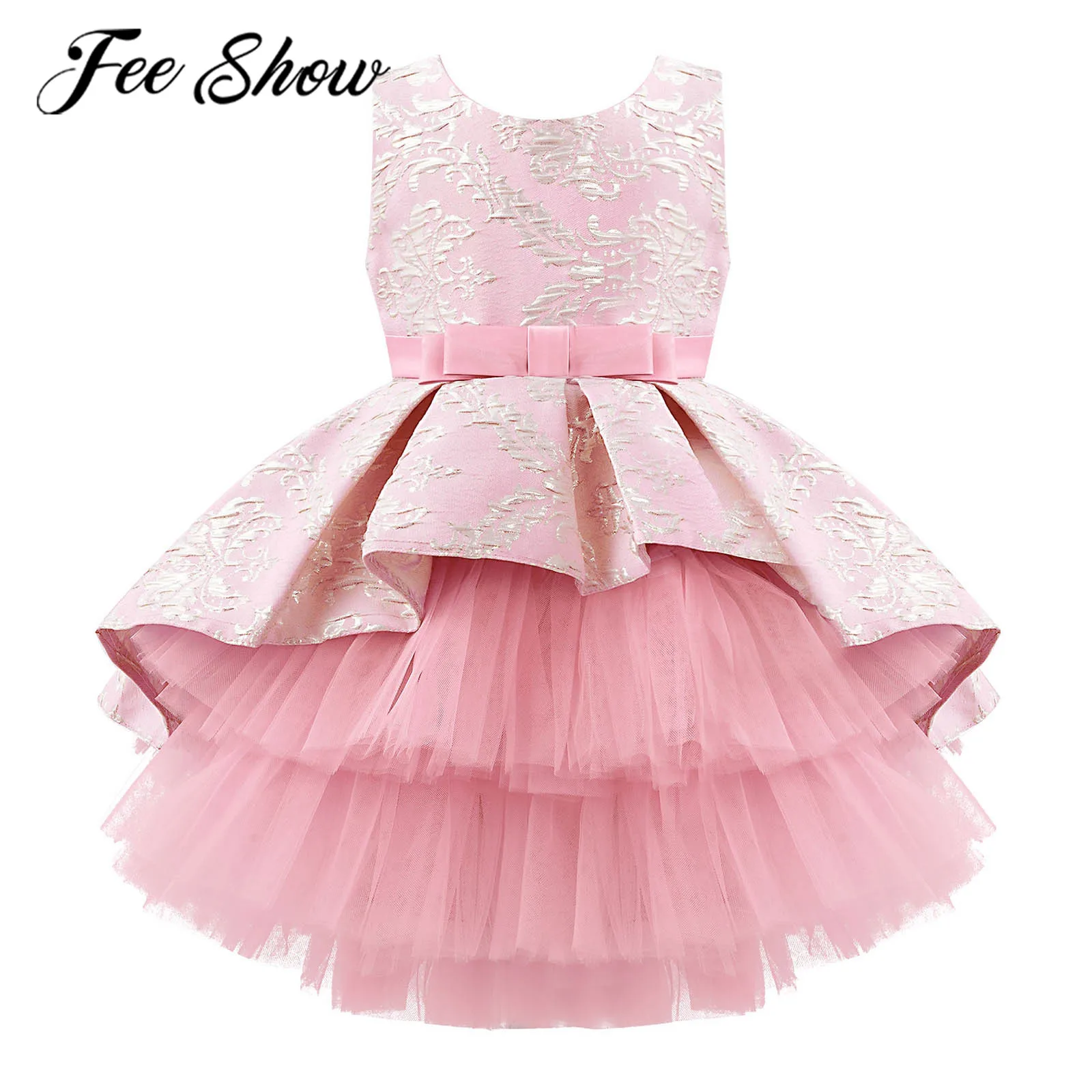 

Kids Jacquard Embroidery Baby Girl Dress Flower Girls Dress Girl Princess Dress Pageant Wedding Party Costume Filles Robes