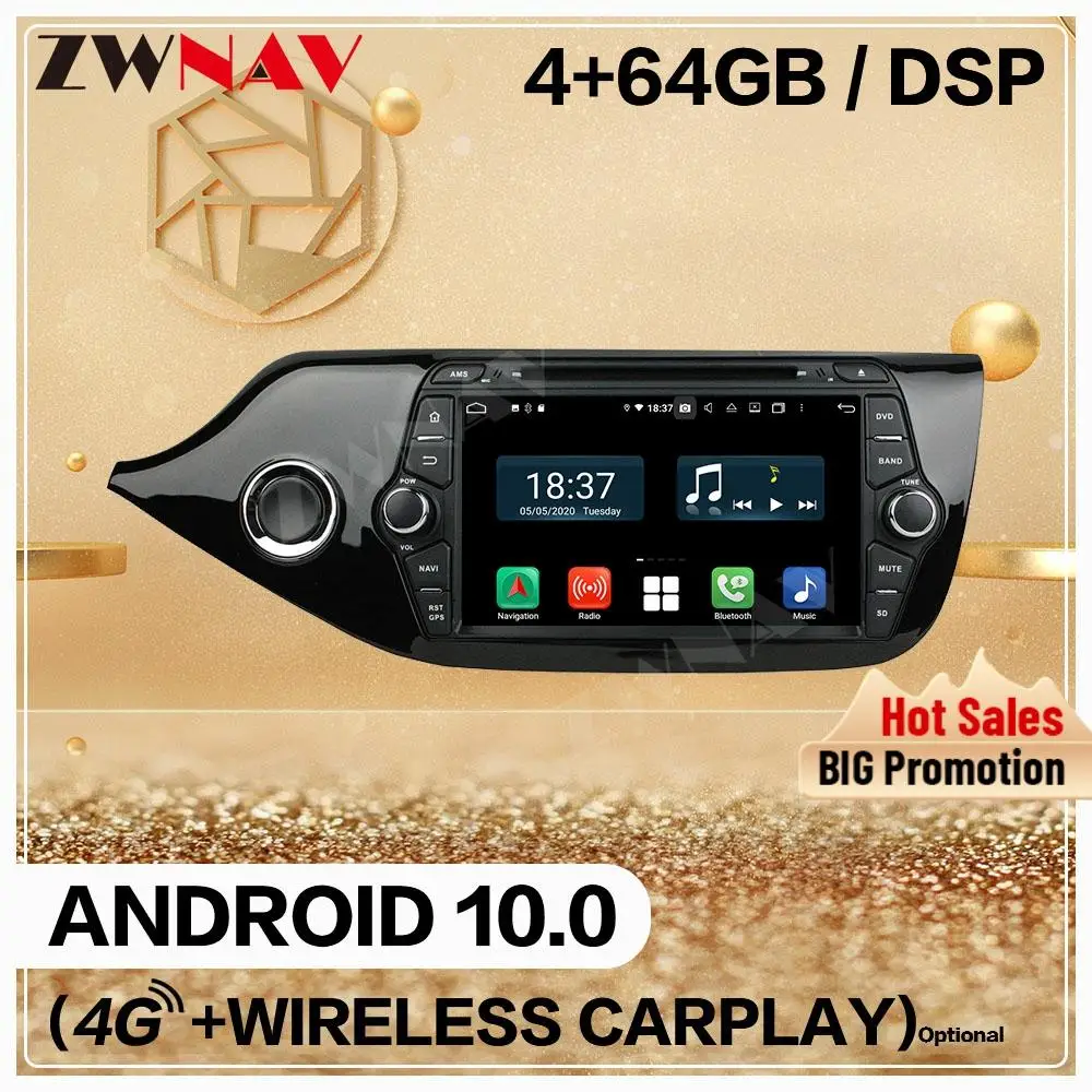 Автомобильный мультимедийный плеер Carplay 128 ГБ 2 Din для KIA Ceed 2012 2013 2014 2015 2016 Android 10