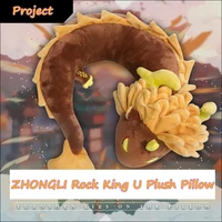 anime plush doll game genshin impact cosplay accessories project zhongli rock king devil dragon pillow hutao ghost u shaped toys