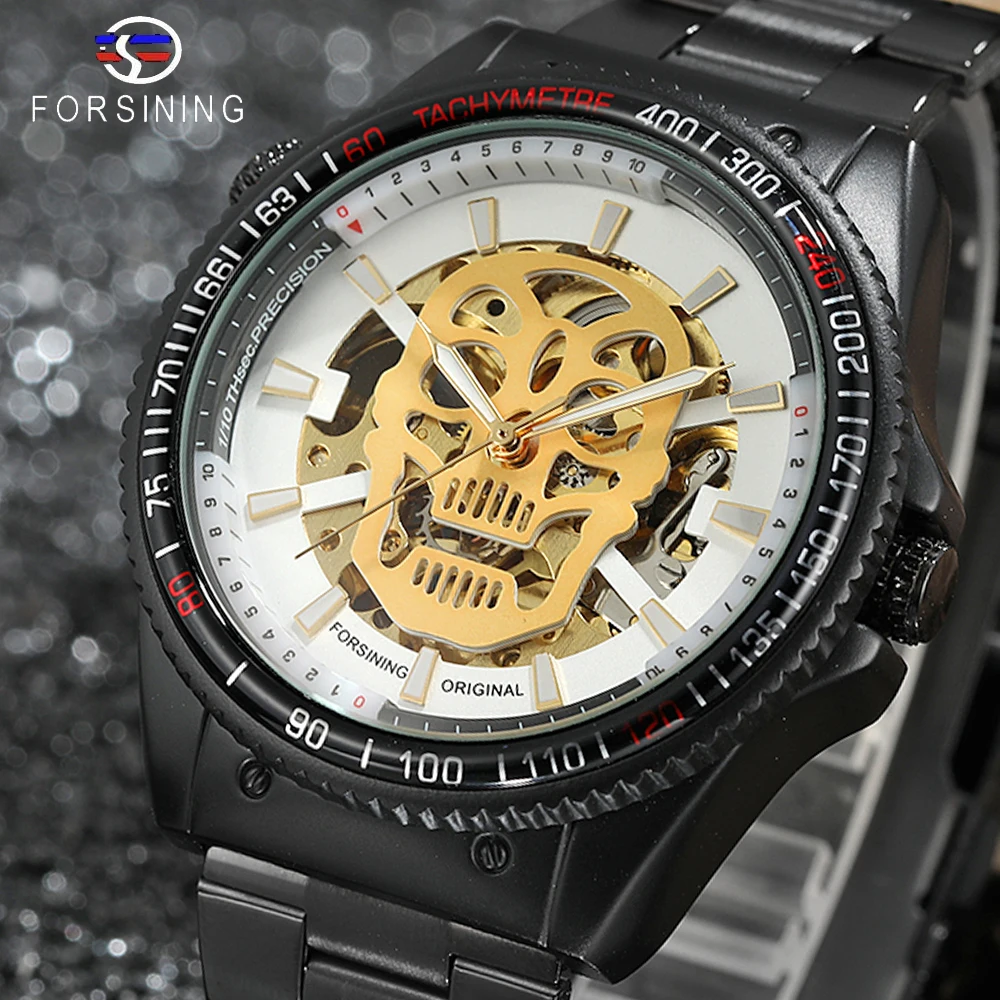 Часы наручные Forsining Мужские механические модные светящиеся скелетоны в стиле