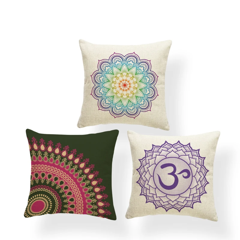 Наволочка с психоделической мандалой геометрический узор декоративная