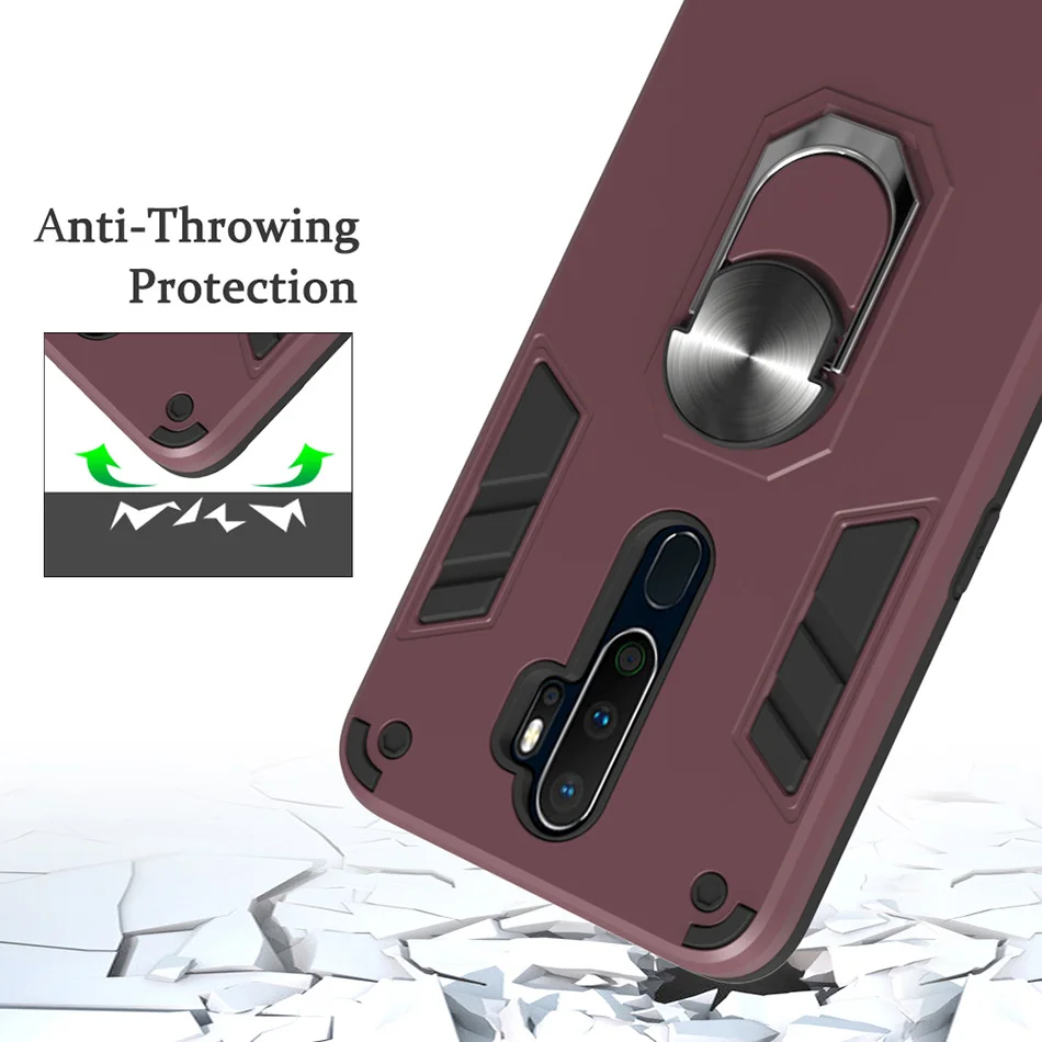 Роскошный чехол 2 в 1 для OPPO F11 Pro F9 A3S A5S A7 A37 A9 A5 2020 телефона Realme 3 3i 5 XT X2 Reno с кольцом