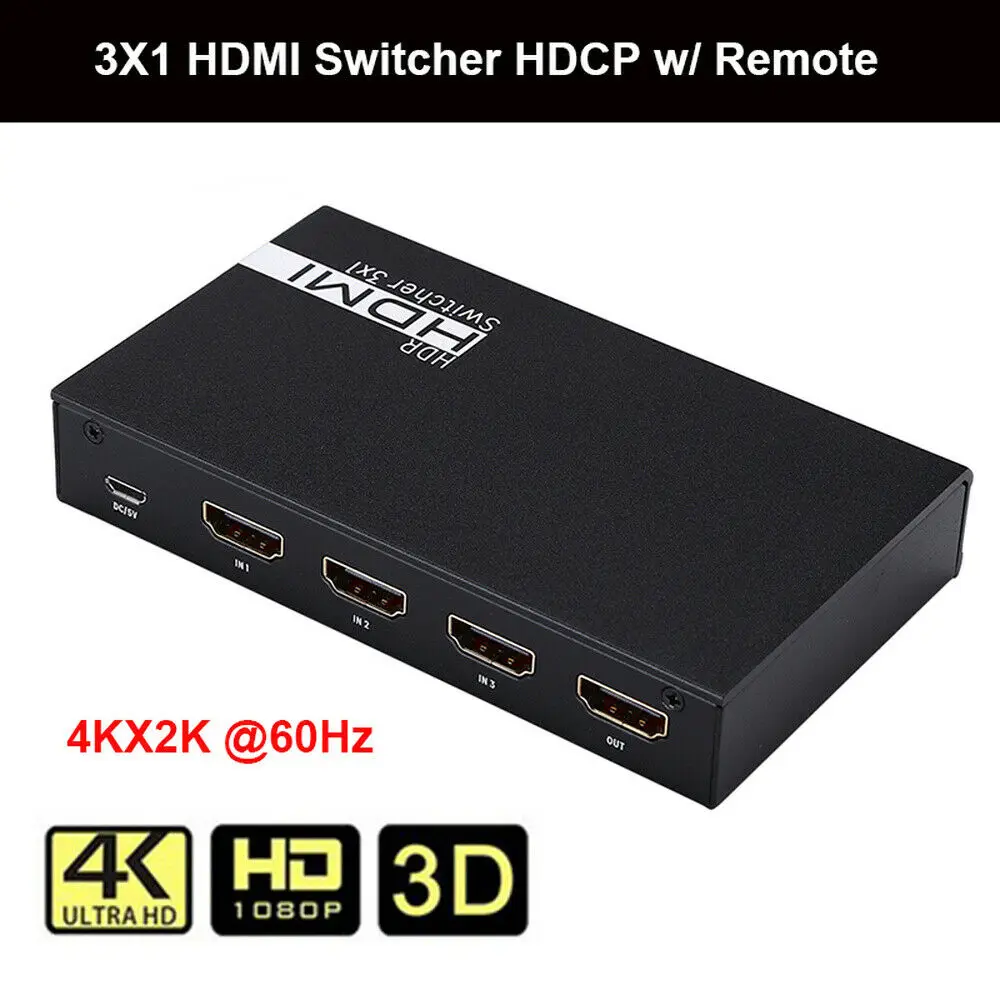Топ 3 в 1 выход видео HDMI аудио коммутатор 1080P 60 Гц 7.1CH 4 к x 2 HD для PS3 PS4 HDTV DVD Xbox360 |
