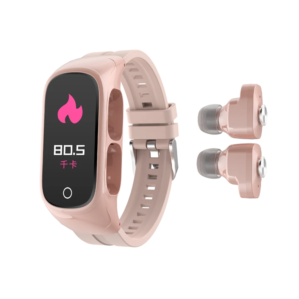 

N8 Smart Fitness bracelet Colorful Screen bracelets Heart Rate Tracker wristbands earphones Bluetooth 5.0 wireless Headphones