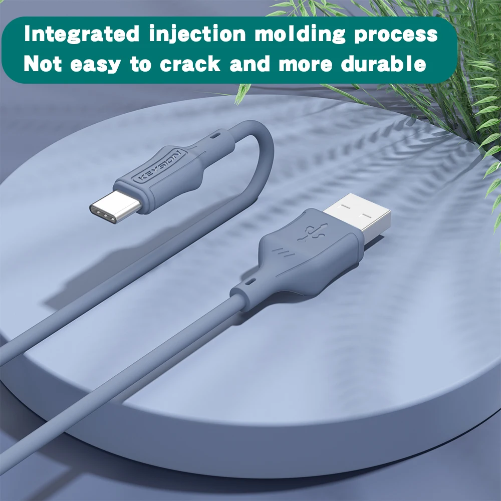 KEYSION 3A Liquid Silicone Type-C Cable for Redmi Note 10 9S 8 USB-C Fast Charging Data Charger Wire for Xiaomi POCO X3 Pro M3