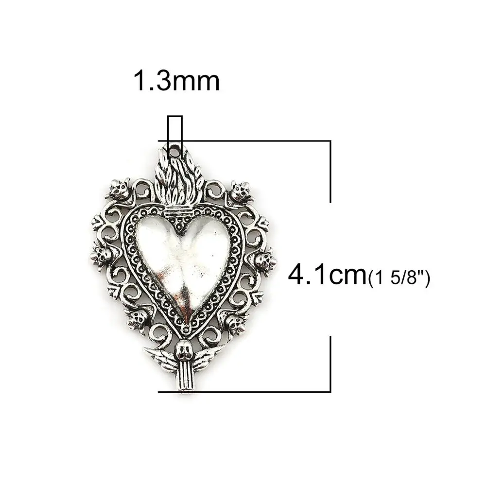DoreenBeads модные подвески из цинкового сплава серебряного цвета в форме сердца