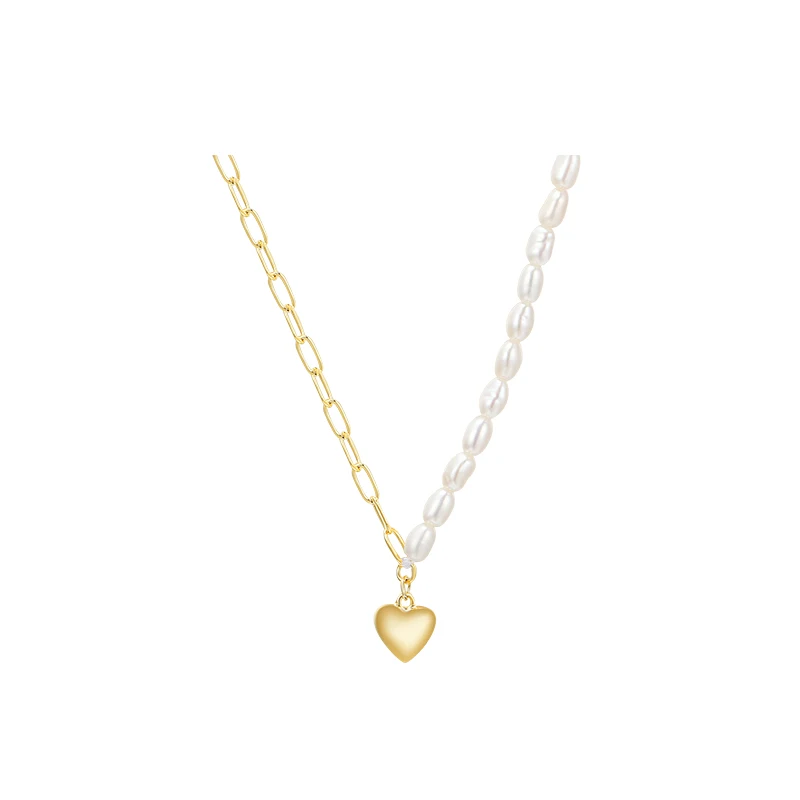 

JIAN Fashion Heart Necklace for Women Simple Pearl Golden Choker Trendy Chain Collares Jewelry Ladies Birthday Gift