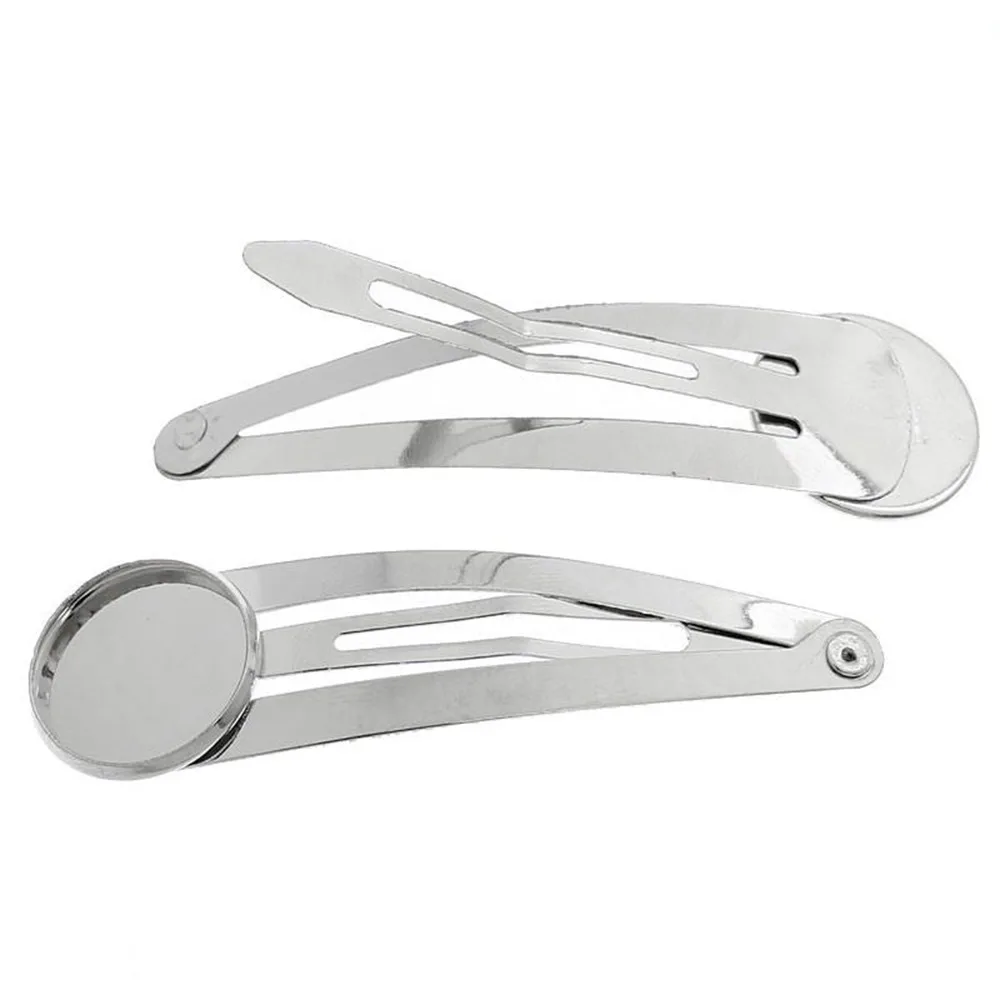 

Sexy Sparkles 20 Pcs Silver Tone Snap Hair Clips / 16mm Cabochon Pad Hot Sale