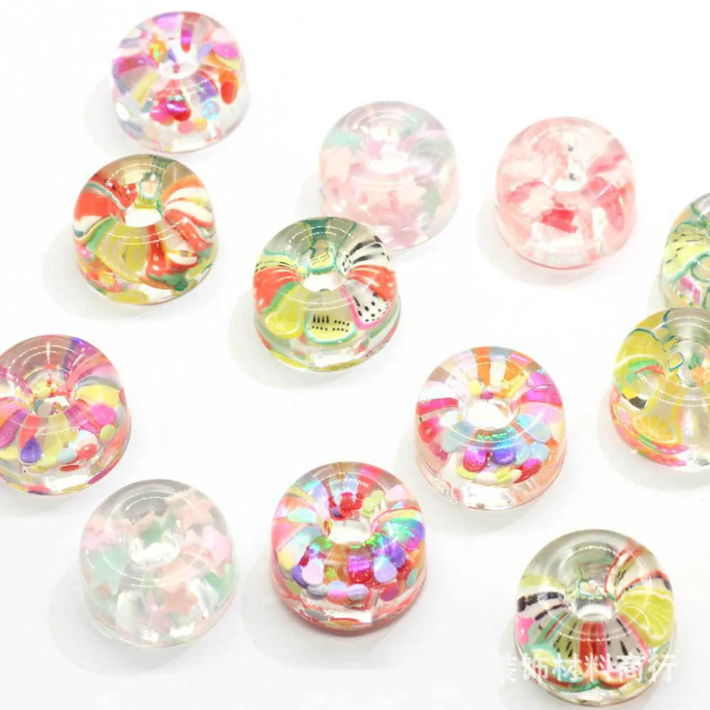 10 шт. смешанные миниатюрные прозрачные фруктовые пончики каношоны из смолы с