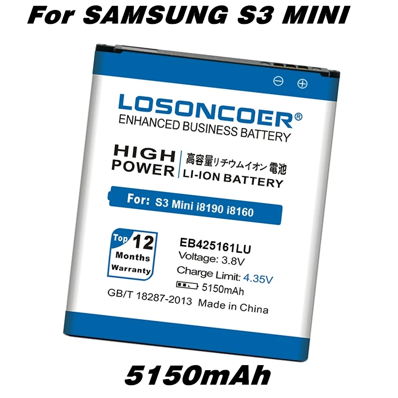 5150mAh EB425161LU для Samsung Galaxy S3 мини батарея i8190 i699 Ace 2 i8160 S7562 S7568 i8190N i739 S7560 S7580 s3mini