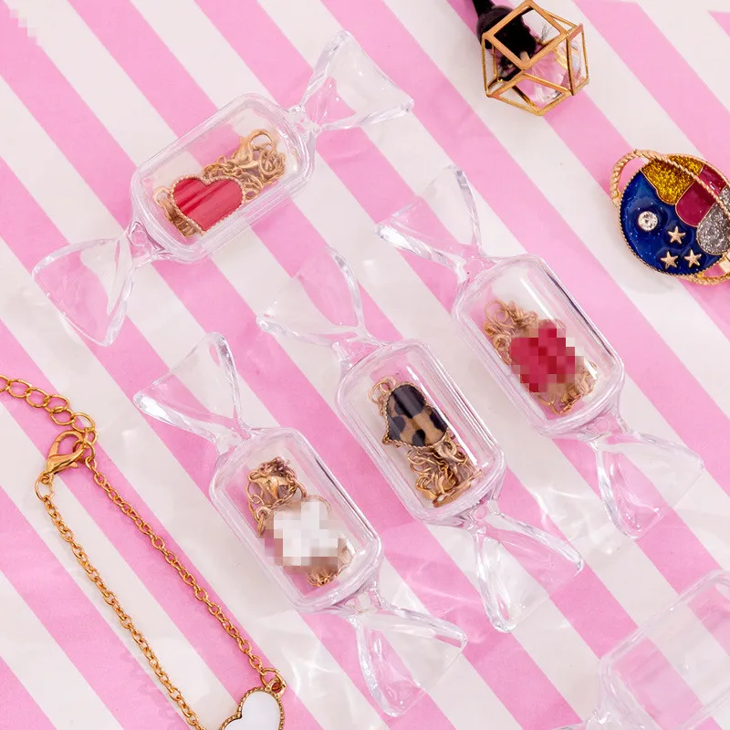 Jewelry Organizer Candy Shape Transparent MakeUp Storage Box Mini Portable Earrings Bag Travel Cosmetic Case | Дом и сад