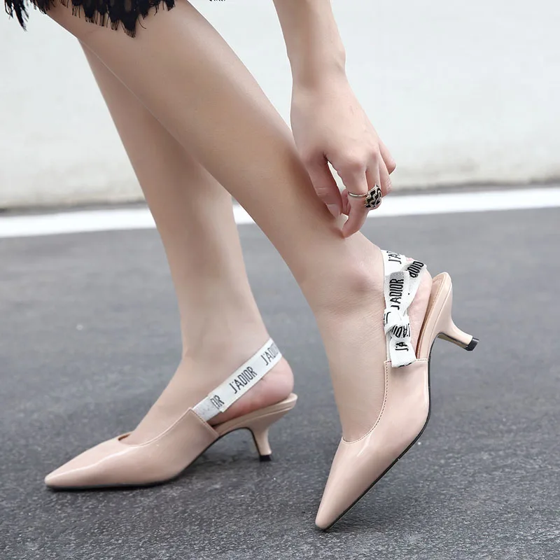 W-Лидер продаж женская обувь с острым носком и бантом эластичная лента на среднем