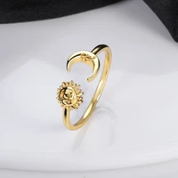 minimalism vintage moon and sun rings for women wedding jewelry adjustable open crescent ring best friend gifts