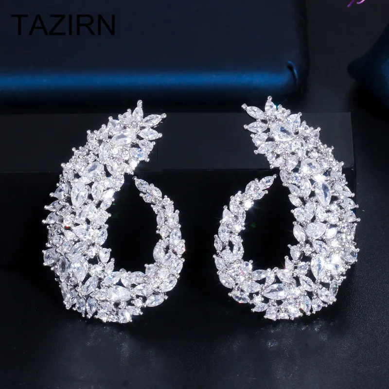 

2023 Newest Drop Earrings Leaf Shape Cubic Zirconia Piercings CZ Jewelry for Women Bridal Wedding Party Prom Earring Accessories