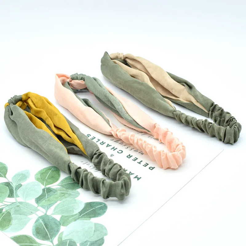 Модные мягкие атласные шифоновые эластичные повязки для волос женщин и девочек