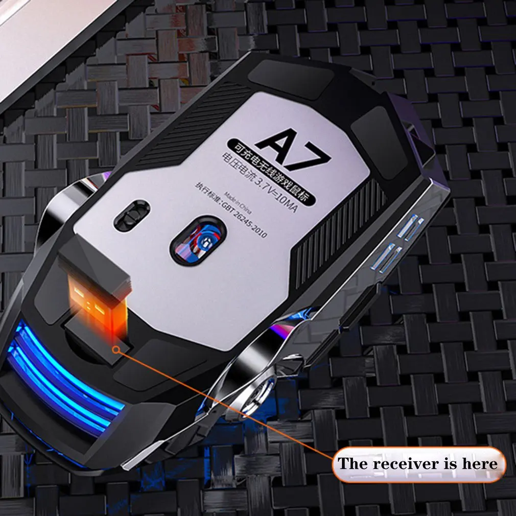 

Wireless Optical 2.4G USB Gaming Mouse 1600DPI 7 Color LED Backlit Rechargeable Silent Mice For PC Laptop