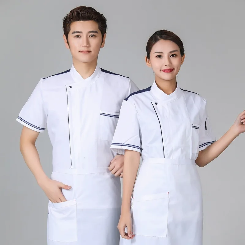 

Одежда для шеф-повара, мужская летняя дышащая сетчатая тонкая одежда с коротким рукавом для кухни, ресторана, индивидуальный китайский стил...