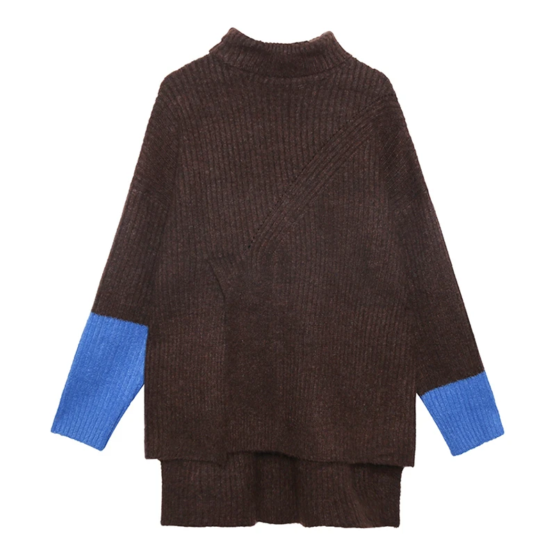 CHICEVER пэчворк хит цвет вязаный свитер для женщин О-образный вырез длинный рукав