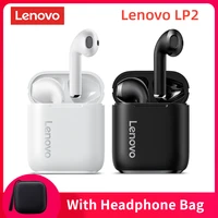 lenovo lp2 wirless bluetooth 5 0 earphones stereo bass touch control wireless headphone sports earbuds waterproof headset mic