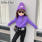 Свитер для девочек на весну-осень, вязаная одежда для малышей, детские вязаные топы, детская одежда, новая модная однотонная с длинным рукавом в полоску от 4 до 14 лет