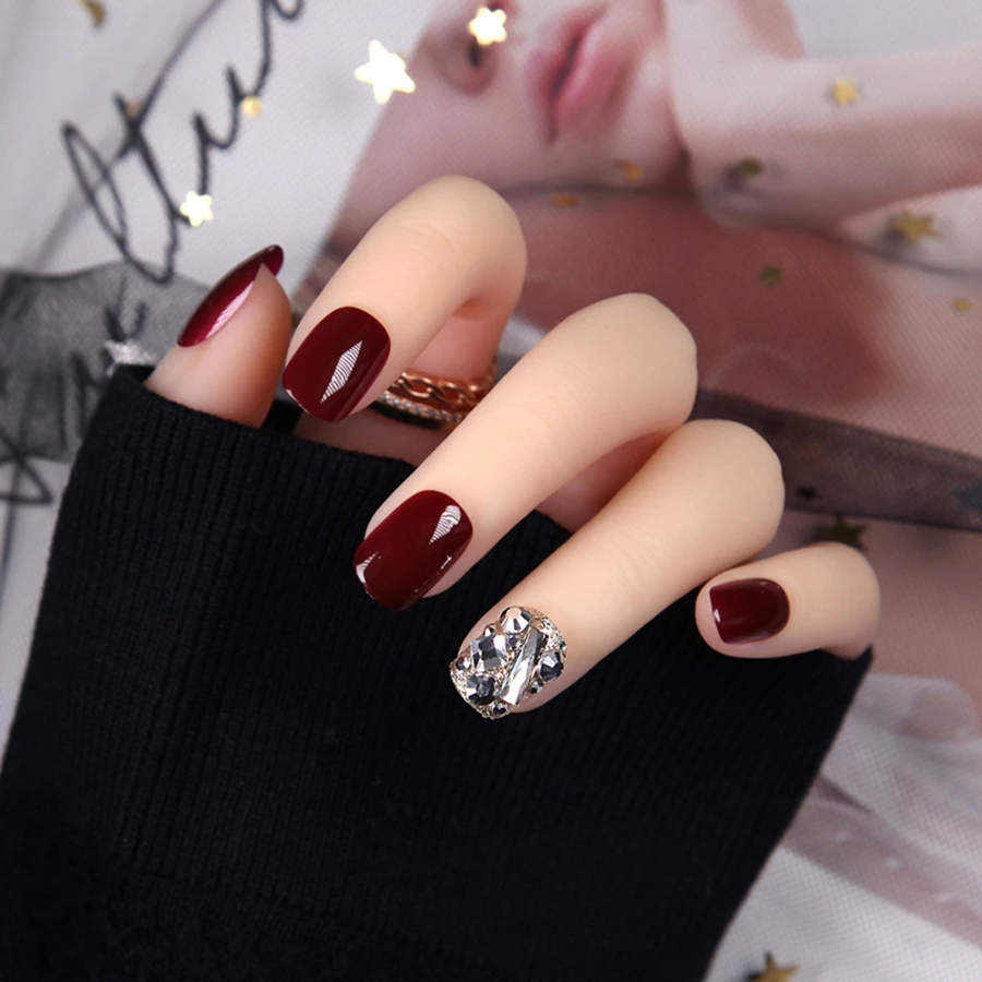 

Накладные ногти 24 шт. с клеем для девочек, Акриловые искусственные, короткое нажатие на ногти, полное покрытие, накладные ногти в капсулах дл...