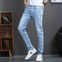 jeans jean trousers male pants blue and black 2021 new business fashion stretch denim classic style mens regular fit stragith