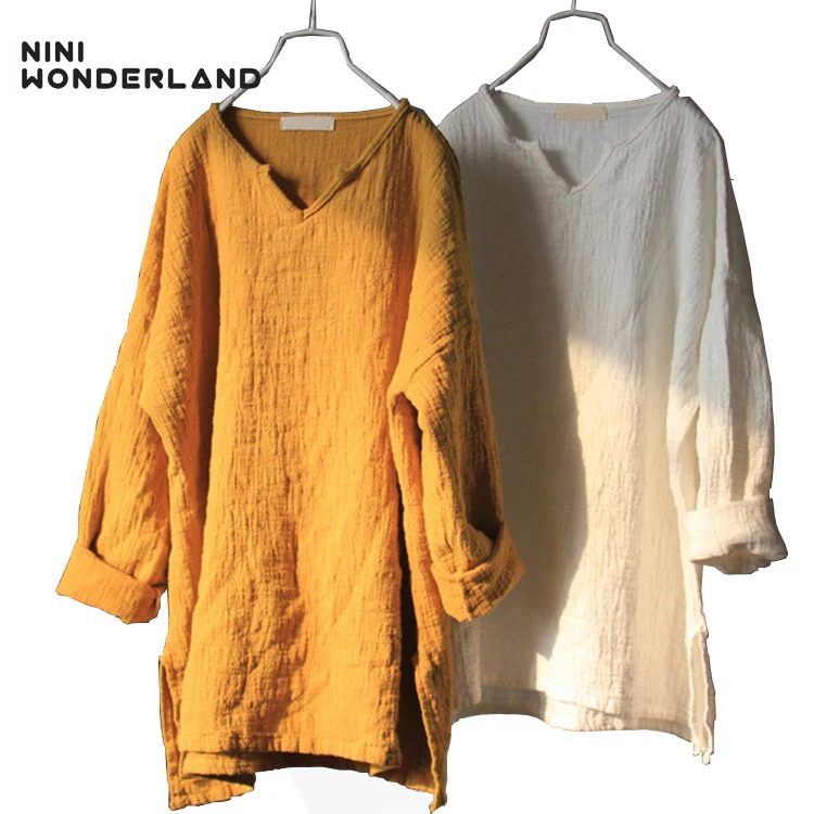 NINI WONDERLAND весенние Рубашки с длинным рукавом Осенняя однотонная хлопковая