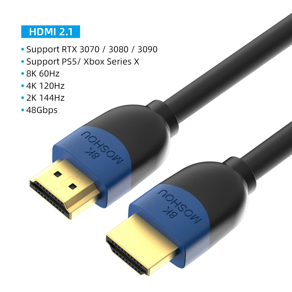 Кабель MOSHOU HDMI 2 1 Для PS5 RTX 3080 кабель 8K/60Hz 4K/120Hz 48Gbps HD 8K для Xbox серии X RTX3070 | Электроника