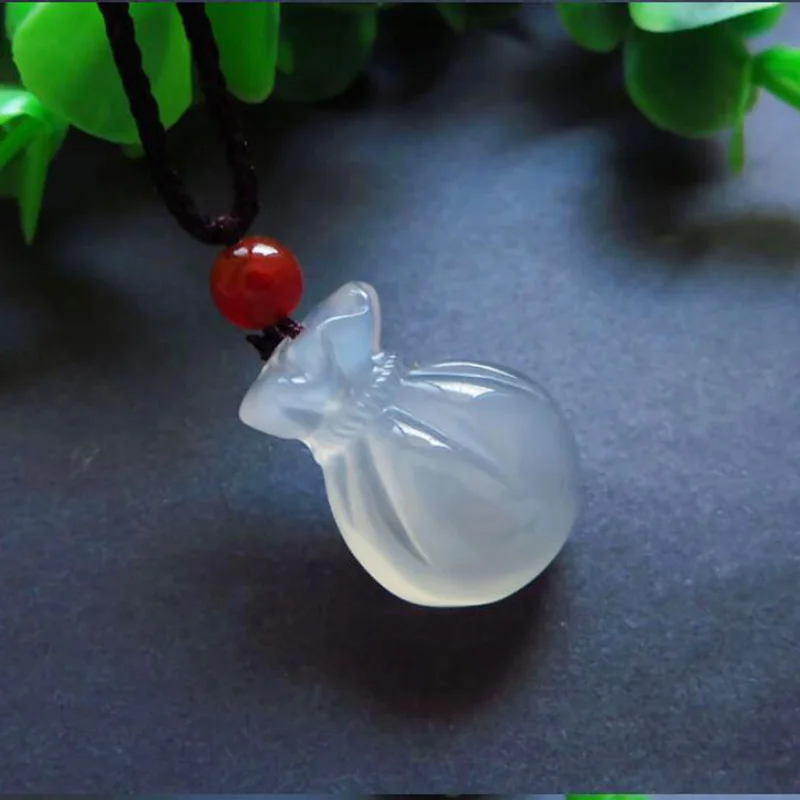 Подвеска из натурального агата халцедона с сумкой удачи ювелирные изделия