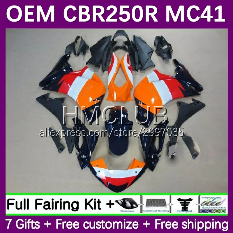 

Инъекция OEM для HONDA CBR250R MC41 оранжевый глянцевый 2011 2012 2013 2014 30No.20 CBR250 CBR 250R 2015 R 11 12 13 14 15 обтекатель