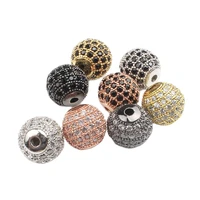 3pcslot 4 6 8 10 12mm round brass zirconia beads micro pave cubic zirconia ball cz spacer bead for jewelry making diy bracelets