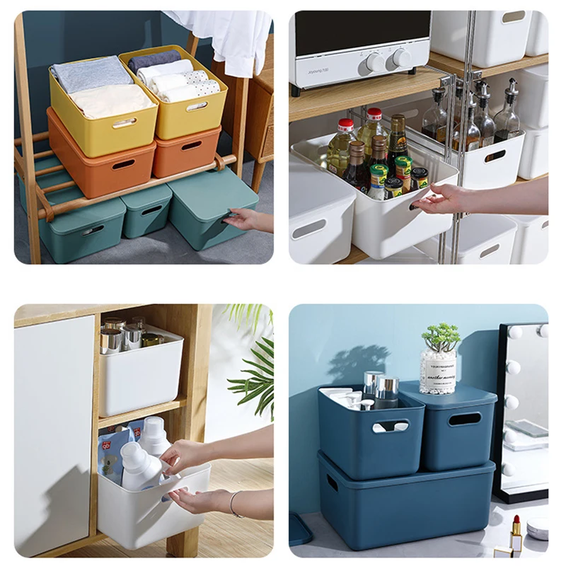 

Organize Organizador Storage Box Bath Basket Kitchen Table Household Rectangular Boxes Snack Toy Sundries Plastic