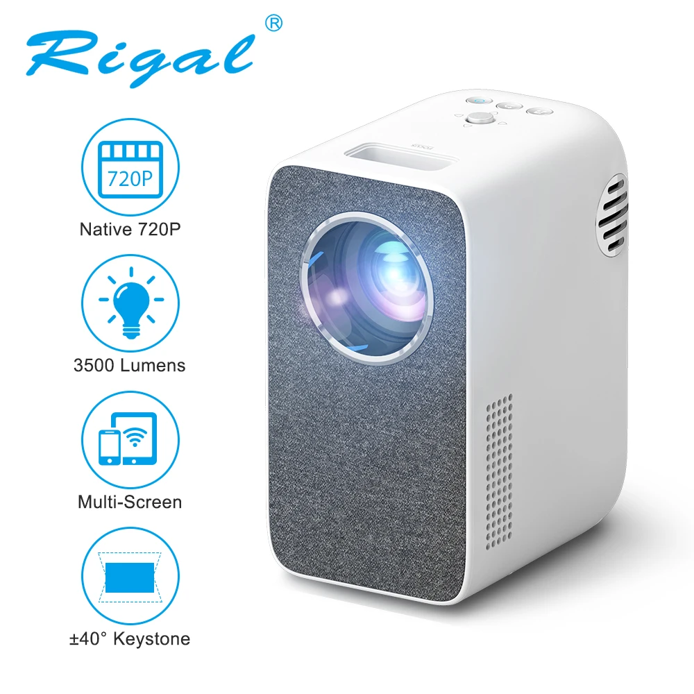 

Rigal Mini Projector RD855 Native 1280 x 720P Projector 3500 Lumen Home Theater Beamer WiFi 3D Smart Phone Full HD Proyector